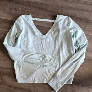 Old Navy Soft Blue Long Sleeve V-Neck Top